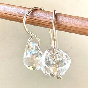 Sundance Glass Water Droplet w Silver Earrings - Silver Ear Wires